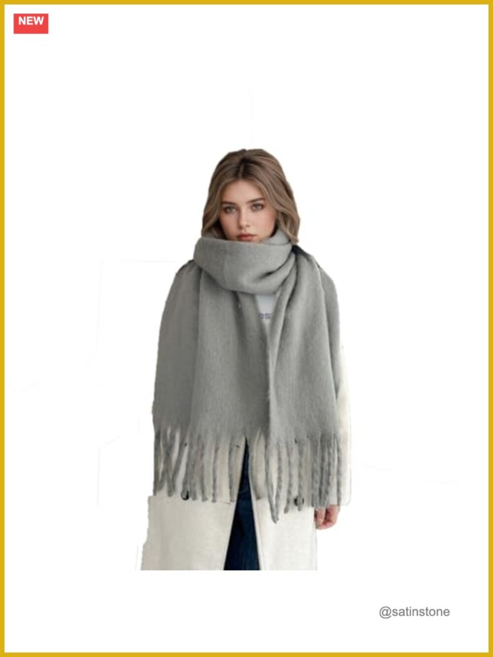 Women's Winter Mohair Scarf Shawl Wrap with Tassels